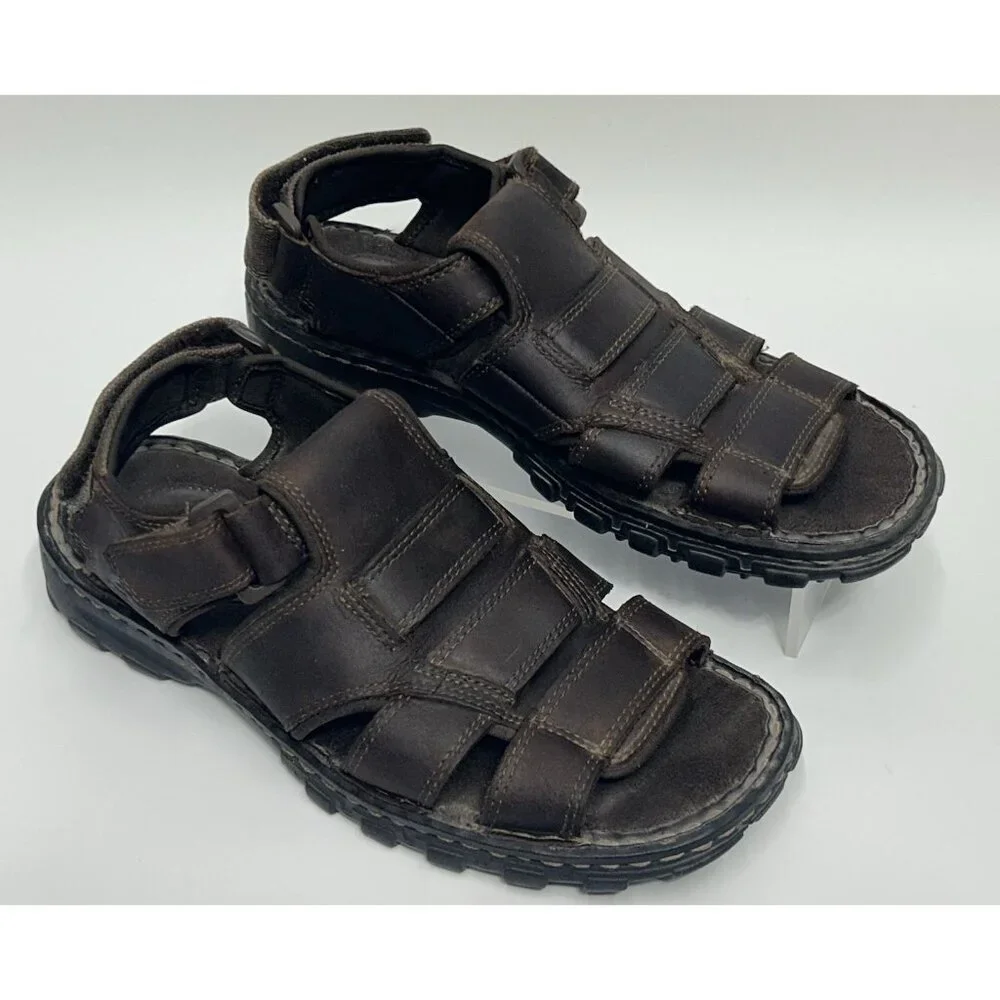 Skechers Men's sandals sz 8 jammers Brown Leather Gladiator Fisherman 60847 boho
